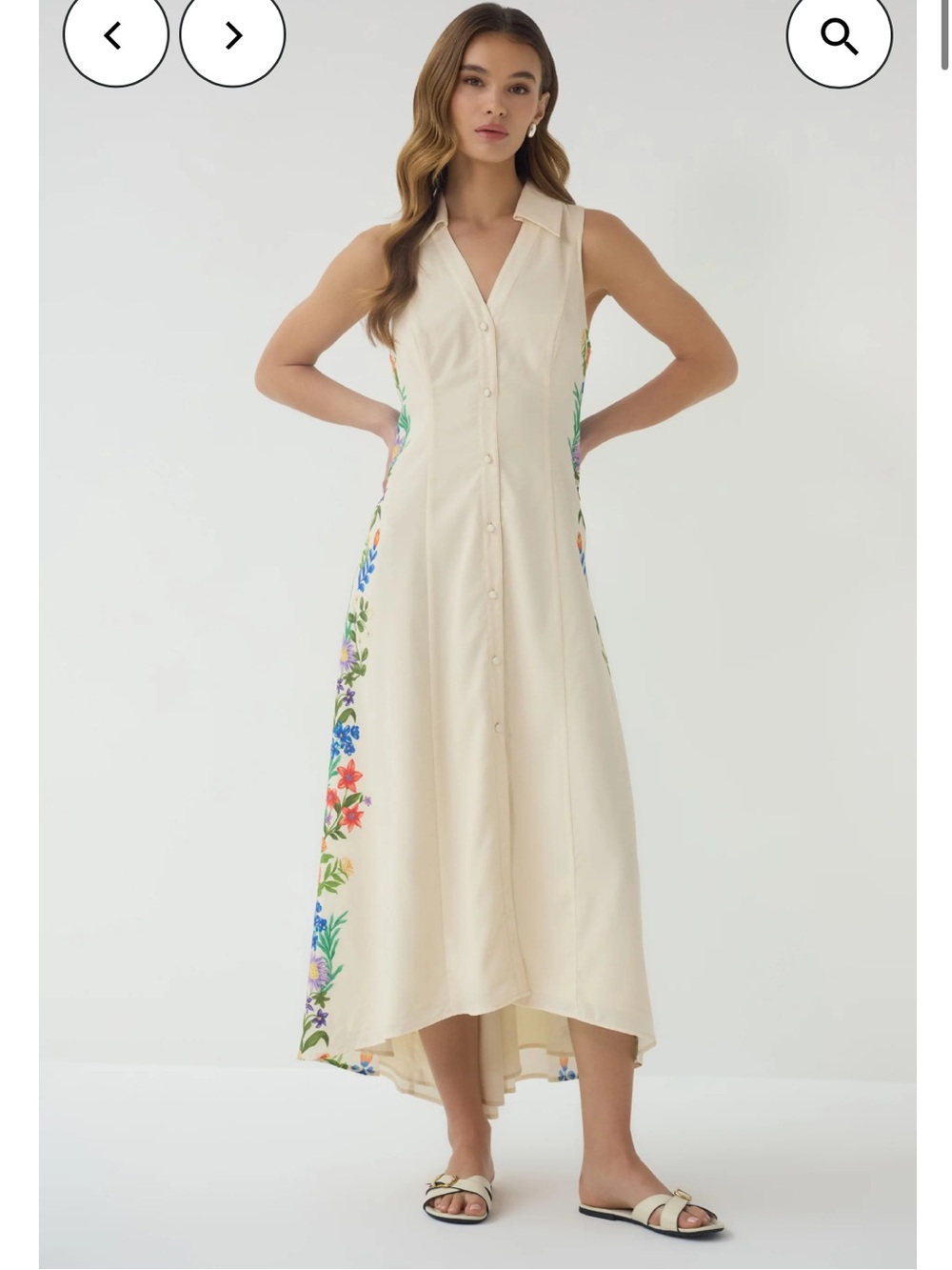 hutch florantina cream floral print poplin button front midi dress size small - Picture 12 of 12